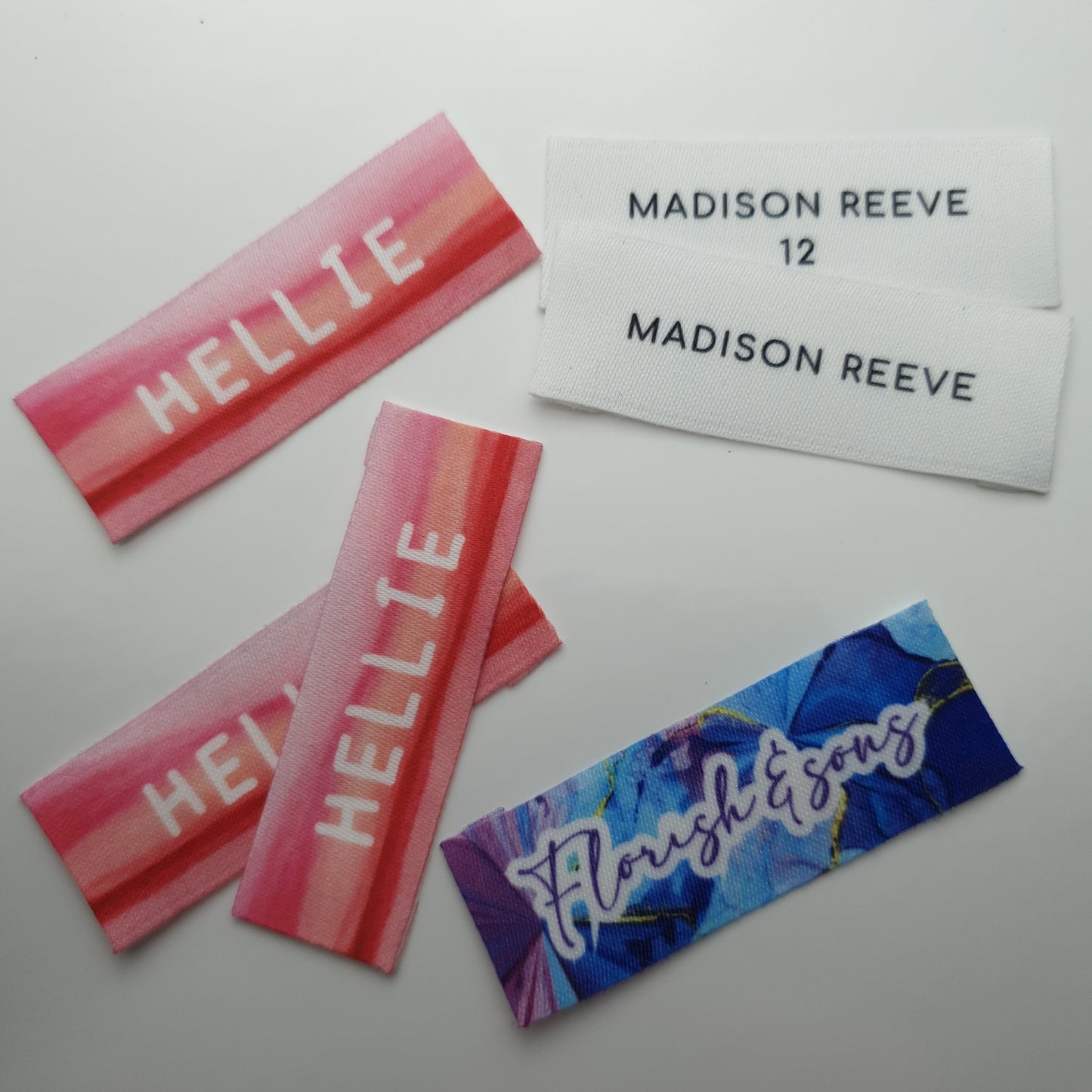 ~CUSTOM PRINTED PRE CUT WOVEN BLANKS - PERMANENT PRINT - FABRIC LABELS