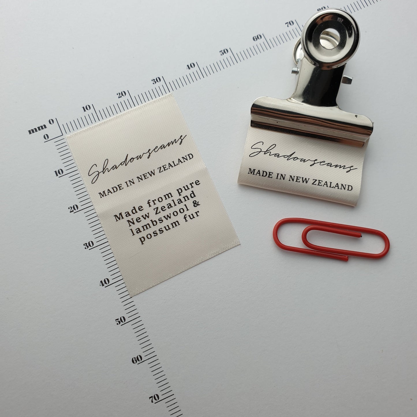 ~CREAM SATIN - STANDARD PRINT - FABRIC LABELS