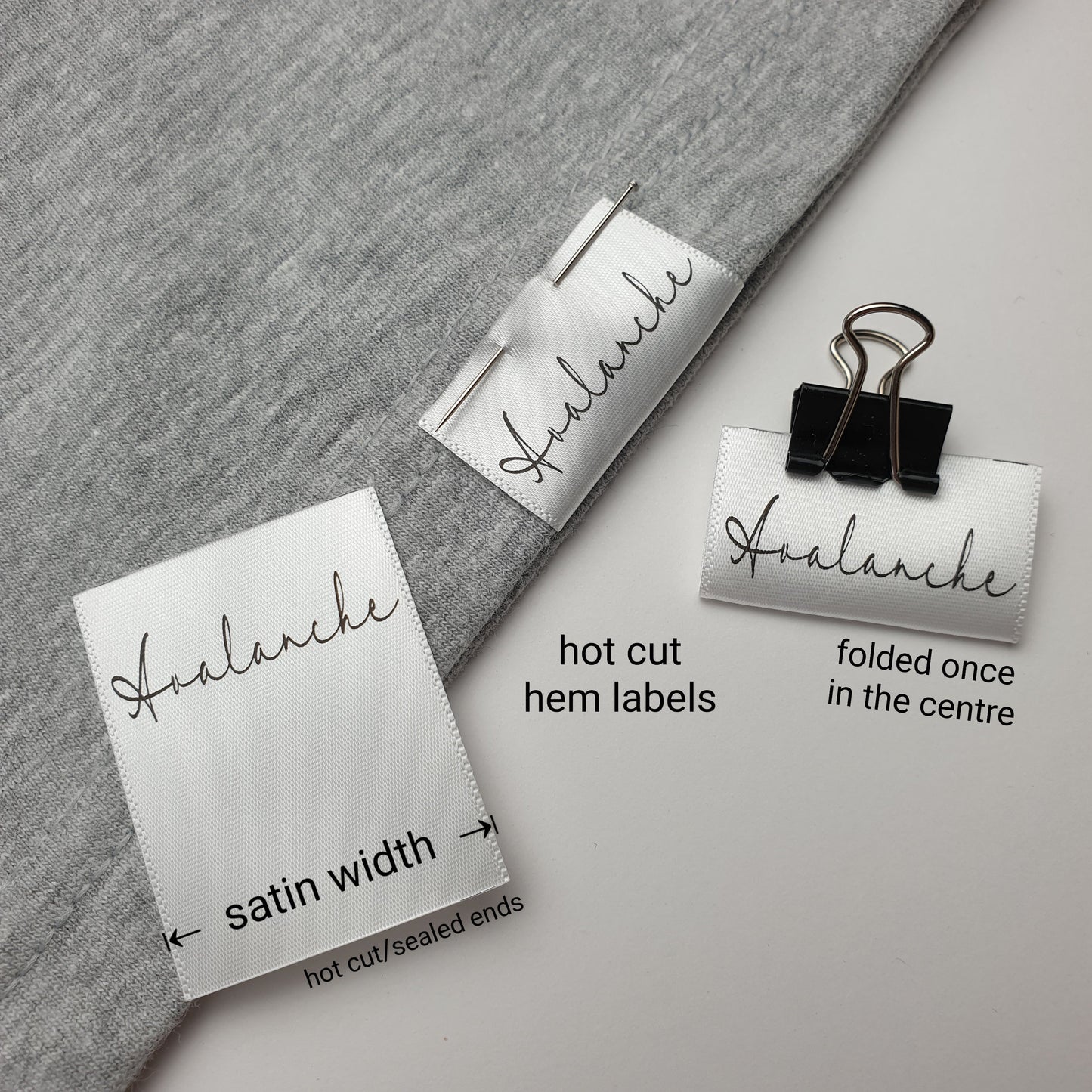 ~WHITE SATIN - STANDARD PRINT - FABRIC LABELS