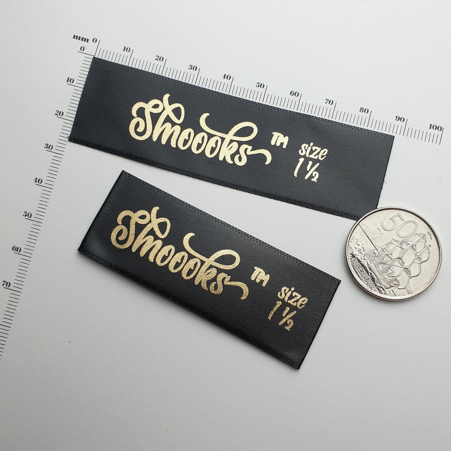 ~BLACK SATIN - STANDARD PRINT - FABRIC LABELS