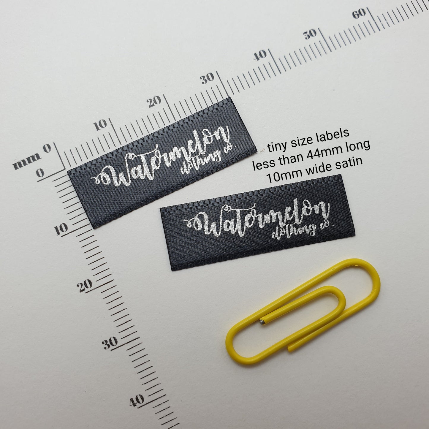 ~BLACK SATIN - STANDARD PRINT - FABRIC LABELS