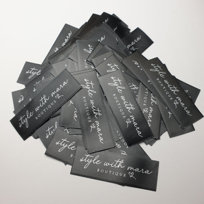 Black Satin / 25mm / Labels use between 45mm to 84mm per label